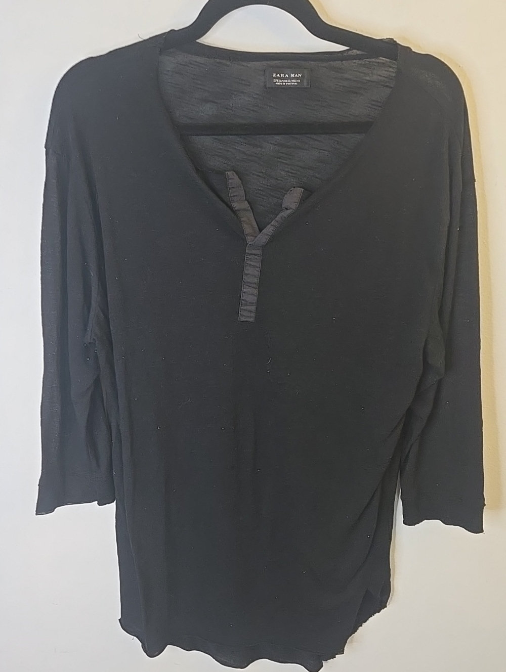 Zara Black V-Neck Long Sleeve Shirt